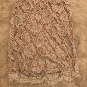 white and tan lace skirt